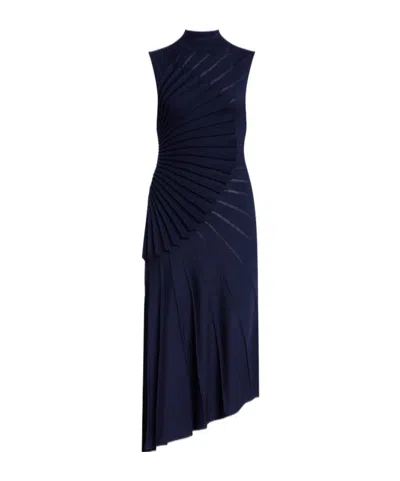 Alaïa Sculpting Wool Dress In Blue