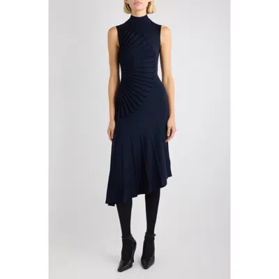 Alaïa Sculpting Wool Sweater Dress In Blue