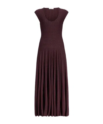 Alaïa Sculptural Flare Dress In Brown