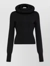 Alaïa Ribbed Sweater With Sculptural Hoodie Clothing