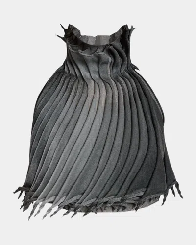 ALAÏA SCULPTURAL PLEATED CROP HALTER TOP
