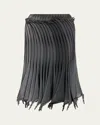 Alaïa Sculptural Pleated Midi Skirt In Gray