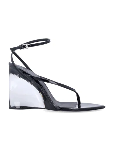 Alaïa Plexiglass Wedge Thong Sandal Calfskin Strap In Black