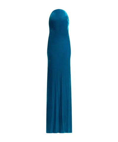Alaïa Sculpture Velvet Dress In Blue