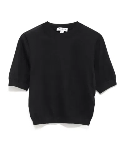Alaïa Seamless Short Knitted Top In Black