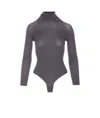 Alaïa Fitted High Neck Long Sleeve Top In Grey