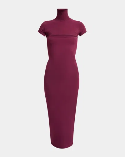 ALAÏA SECOND-SKIN KNIT CUTOUT MIDI DRESS