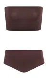Alaïa Second Skin Effect Mesh Lingerie Set In Brown