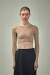 Alaïa Crew Neck Long Sleeve Top In Beige