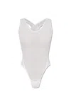 Alaïa Sheer Bodysuit With Criss-cross Straps In White