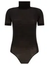 Alaïa Wool Short-sleeve Bodysuit In Black