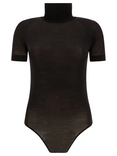 Alaïa See-through Wool Bodysuit Tops Black