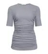 Alaïa Seersucker Gathered T-shirt In White