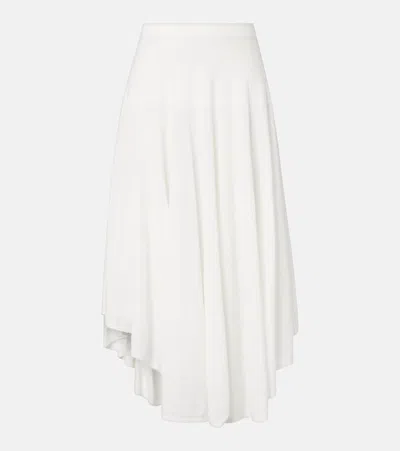 Alaïa Semi-sheer Asymmetric Cotton Crêpe Skirt In White