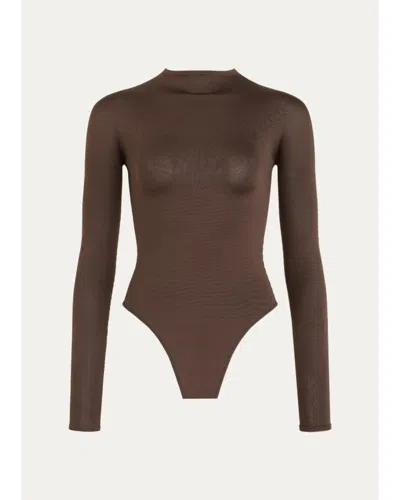 Alaïa Semi-sheer Mock-neck Bodysuit In Yellow