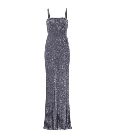 Alaïa Sequin Knit Dress In Gray