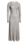 Alaïa Sequin Long Sleeve Knit Dress In Gris/argent