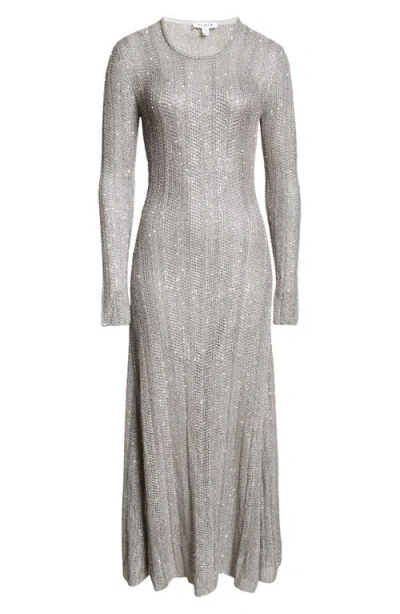 Alaïa Sequin Long Sleeve Knit Dress In Grey