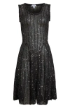 Alaïa Sequin Open Stitch Sleeveless Skater Dress In Multi