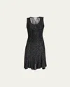 Alaïa Sequined Fit-flare Knit Mini Dress In Noir Argent