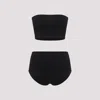 Alaïa Strapless Bandeau Top And High-waisted Bottoms Set In Noir Alaia