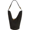 Alaïa Shape Medium Bucket Bag In Suede And Leather In Noir