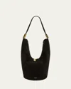Alaïa Shape Medium Bucket Bag In Suede And Leather In 999  Noir
