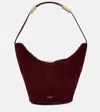 Alaïa Shape Small Suede And Leather Bucket Bag In Silver