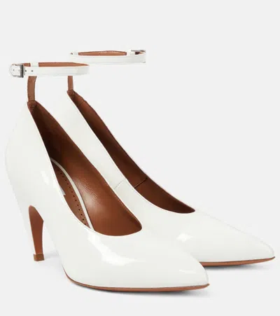 Alaïa Shark Patent Leather Pumps In Blanc Optique