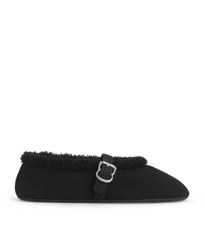Alaïa Shearling Ballet Flats In Black