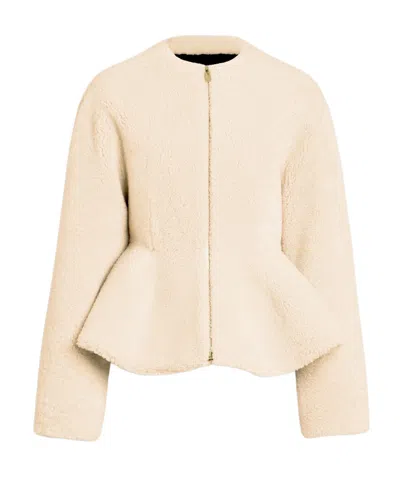 Alaïa Shearling Pleated Jacket In Brown