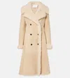 Alaïa Shearling-trimmed Suede Coat In Beige