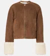 Alaïa Sheep Shearling Aviator Jacket In Brown