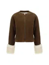 Alaïa Sheep Shearling Aviator Jacket In Blanc/brun