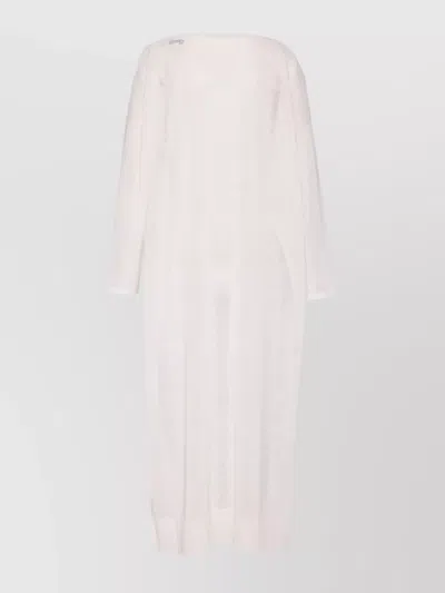 ALAÏA SHEER BOAT NECK KAFTAN DRESS WITH SPLITS