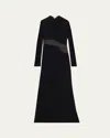 Alaïa Sheer Bodice High-neck Dress In Noir