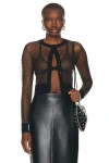 Alaïa Sheer Swiss Dot Crop Cardigan In Black