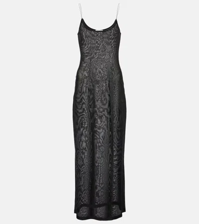 Alaïa Sheer Knitted Midi Dress In Black