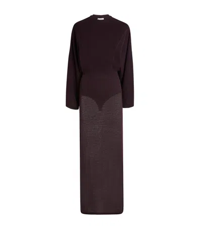 Alaïa Sheer Maxi Dress In Burgundy