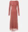 Alaïa Womens Chain Long-sleeves Woven Maxi Dress Corail In Orange