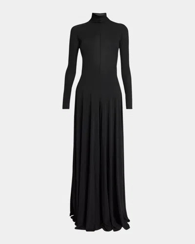 Alaïa Sheer Open-back Turtleneck Jumpsuit In Black