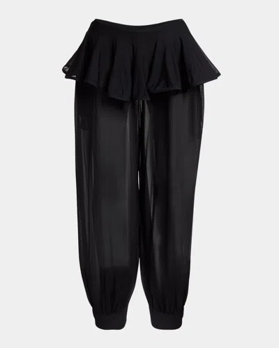 ALAÏA SHEER PEPLUM PANTS