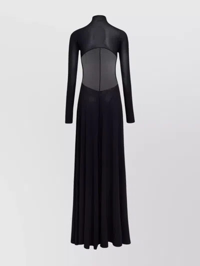 Alaïa Sheer Silhouette Floor-length Fitted Dress In Black