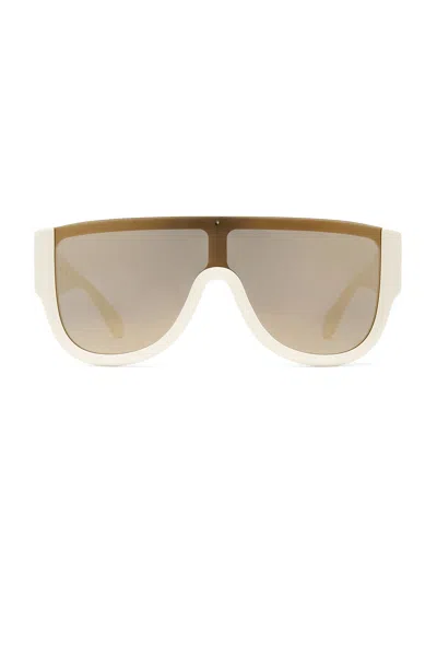 Alaïa Shield Sunglasses In White & Gold