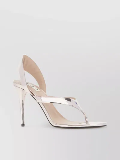 Alaïa Shiny Metallic Leather Open Toe Sandals