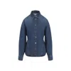Alaïa Womens Bleu Mineral Pointed-collar Curved Denim Shirt In Blue