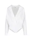 Alaïa Cotton Hooded Bodysuit In White