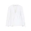 Alaïa Flare Cotton Shirt Pleated Hem In White