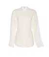 Alaïa Alaia Women Round Blouse In Linen Blend In Nude