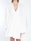 Alaïa Asym Belt Dress In Poplin In White